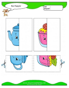 okul öncesi çocuklar Kes Yapıştır Çalışma Sayfaları